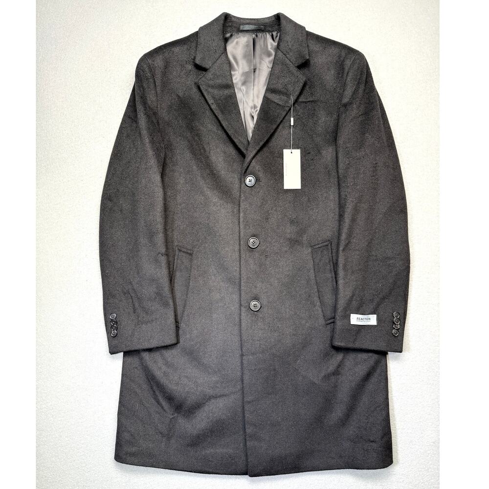 Kenneth Cole Men's Single-Breasted Classic Fit Overcoat black 40R $395